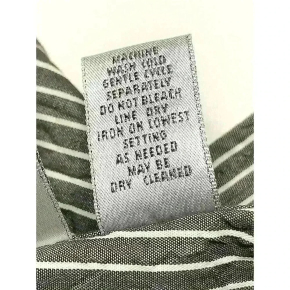 Chico's 2 shirt top button up long sleeve MOP buttons gray white stripe - Picture 7 of 8